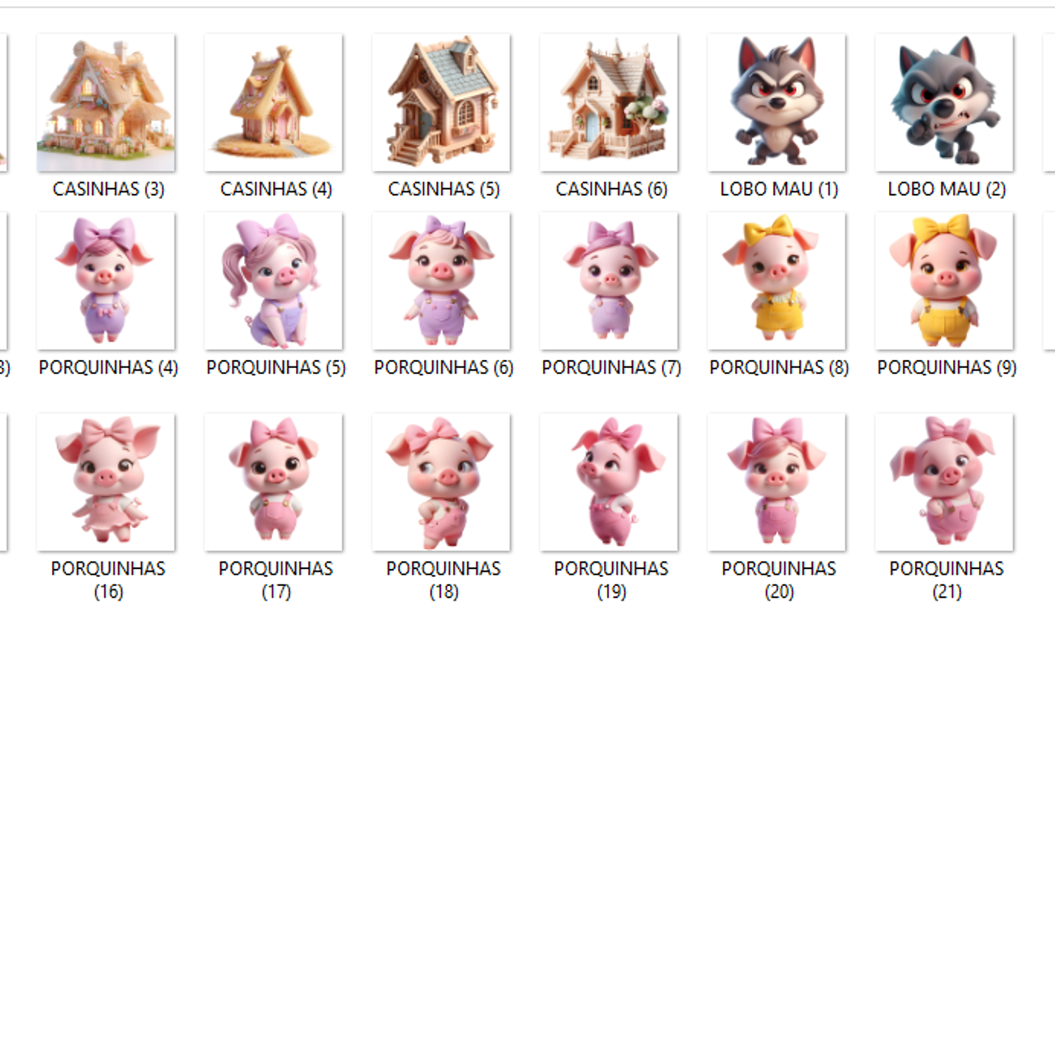 Kit Digital As Três Porquinhas Cute 3d - Fanddy Designer  2