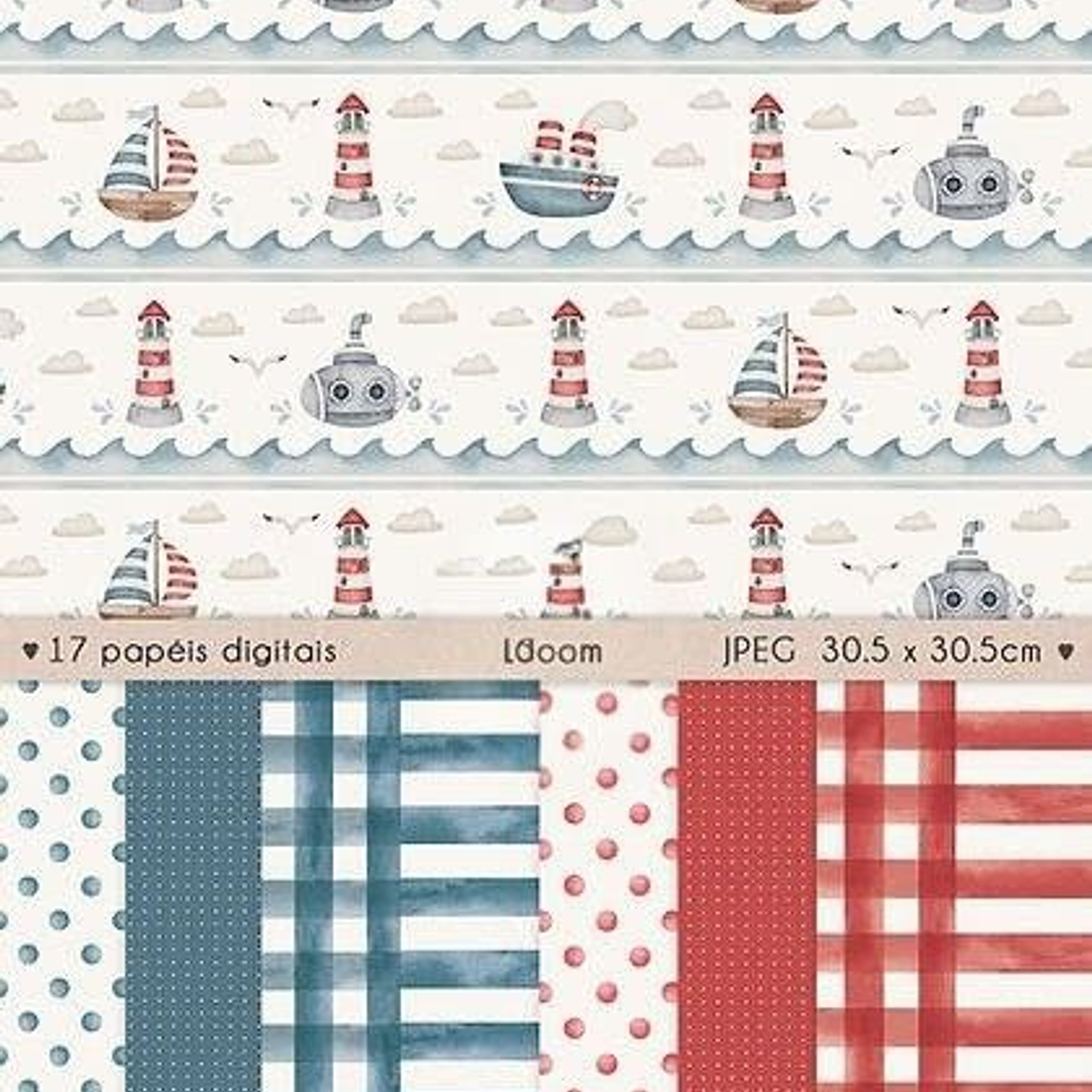 Kit Digital Marinheiros Aquarela - Ni estúdio  5