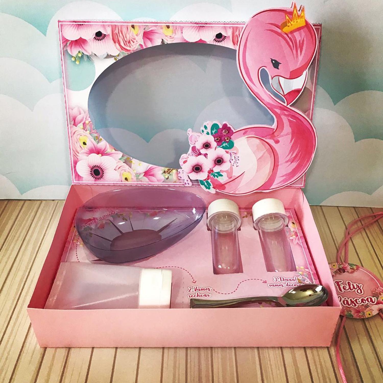 Arquivo Caixa Mini Confeiteiro Flamingo - Lina Criativa    1