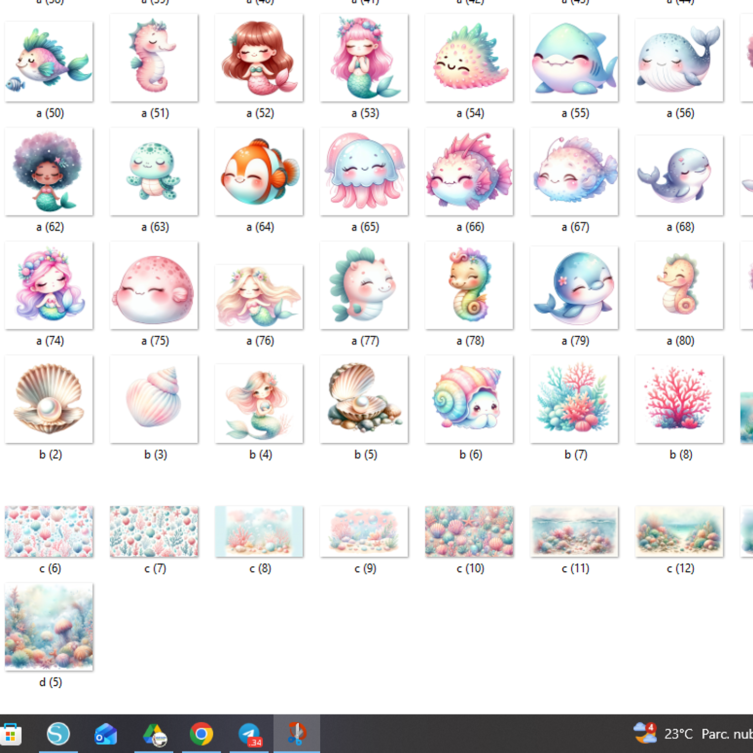 Kit Digital Fundo Do Mar Aquarela Menina - Ilustrado 3D - ilustradeb  3