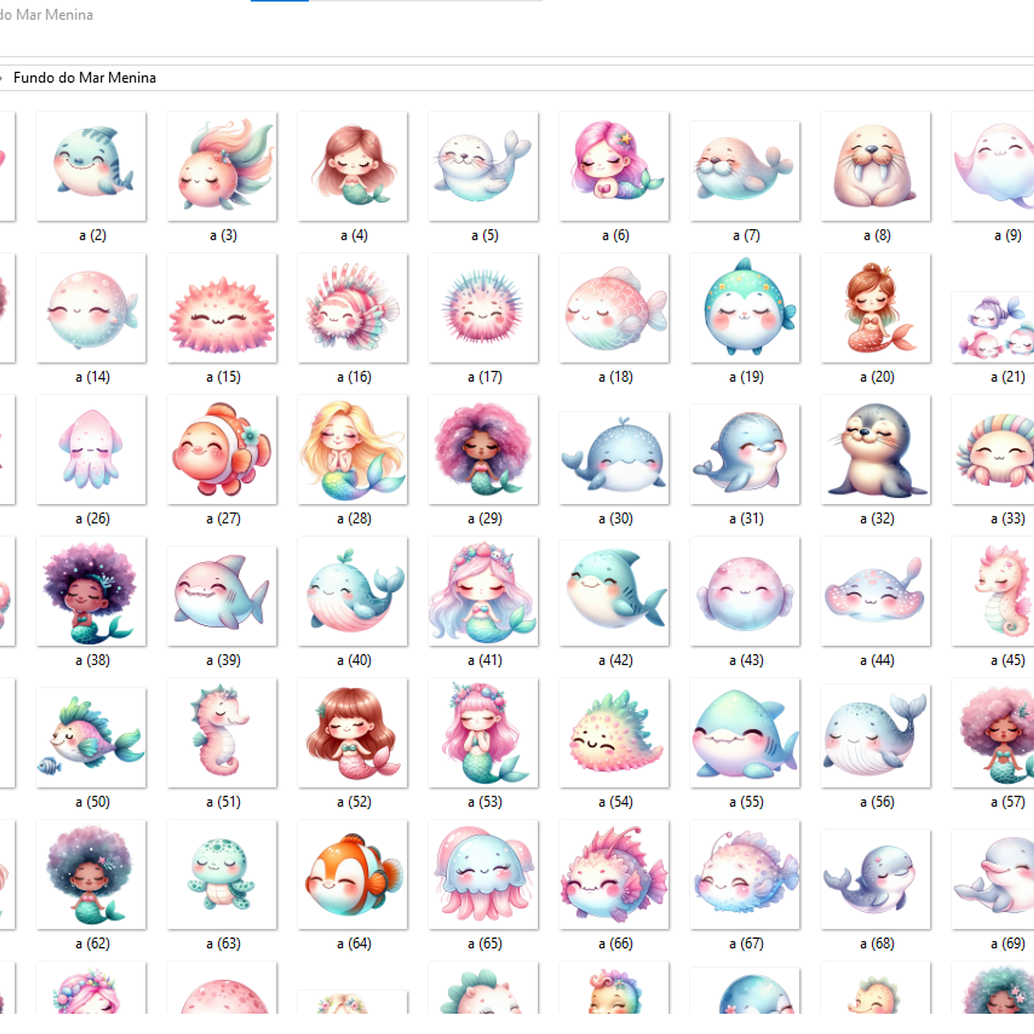 Kit Digital Fundo Do Mar Aquarela Menina - Ilustrado 3D - ilustradeb  2