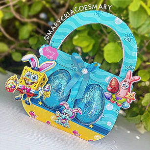 Arquivo Cestinha 2 Ovinhos 50g Bob Esponja + 4 Temas - Mary Criações   