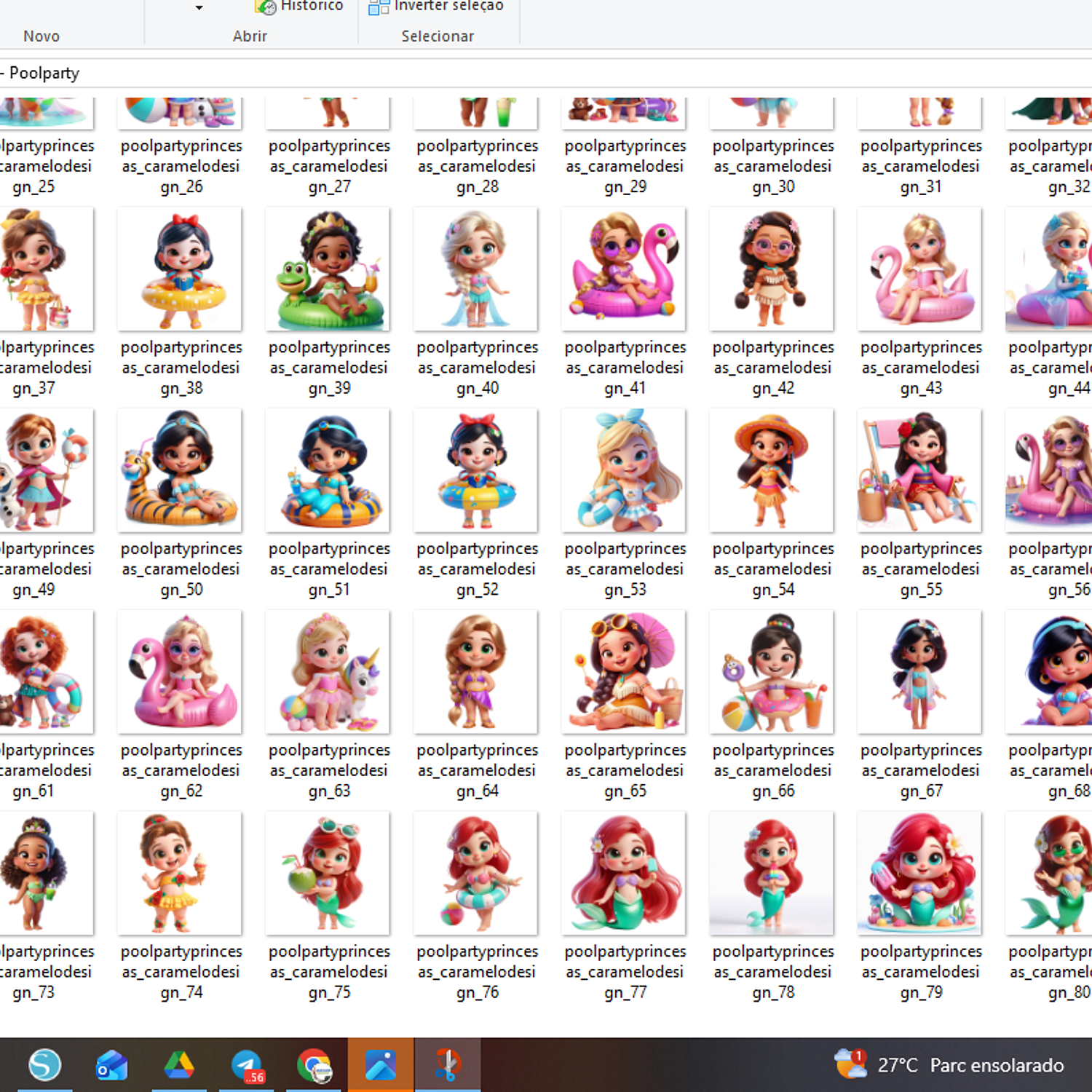 Arquivo Kit Digital Pool Party Princesas 3D - Caramelo Designer 3