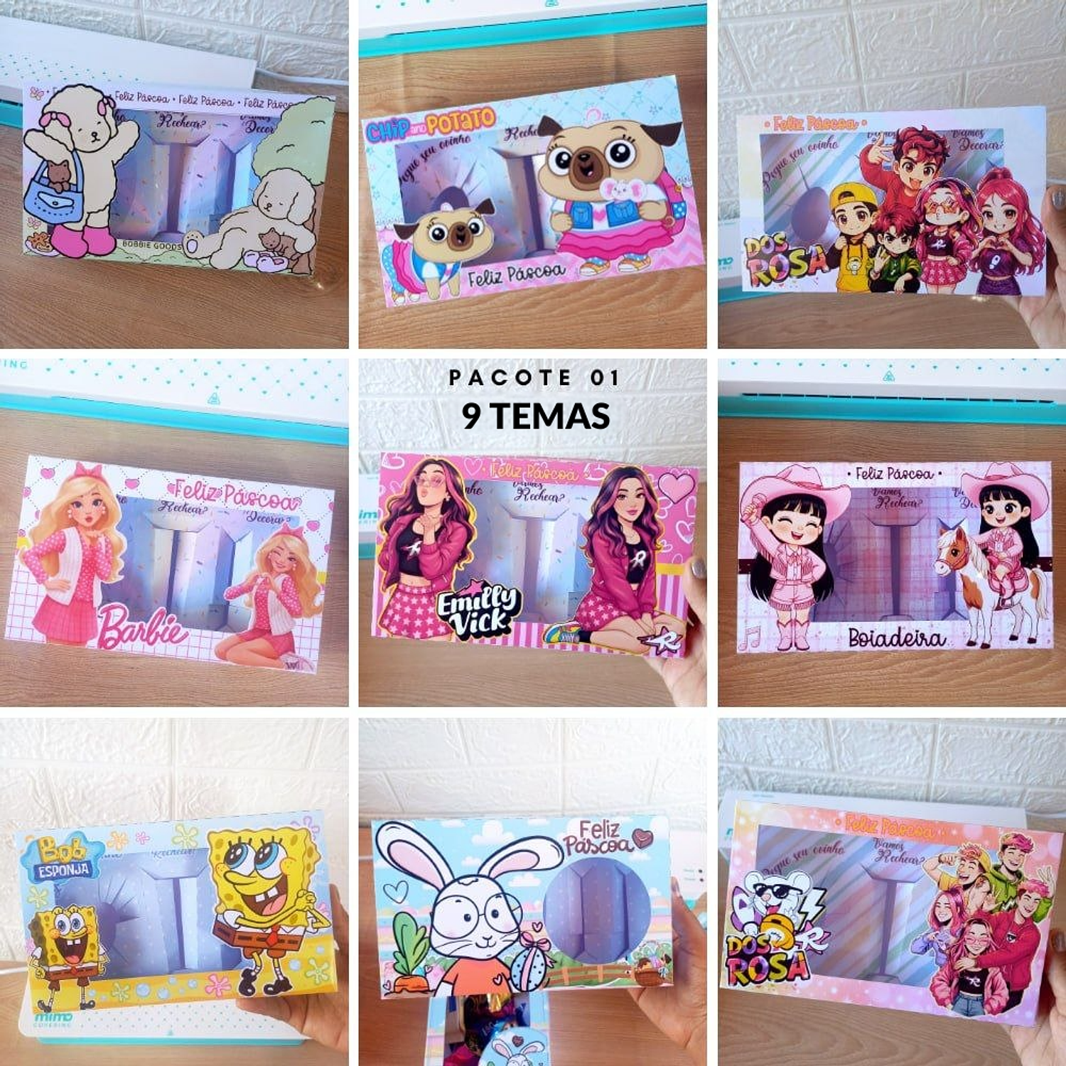 Arquivo Pack 01 Caixas Mini Confeiteiro Páscoa 9 Temas 1
