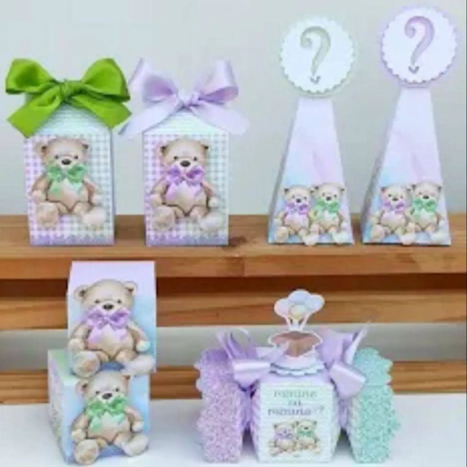 Arquivo Chá Revelação Ursinho Verde e Lilás Clean 2