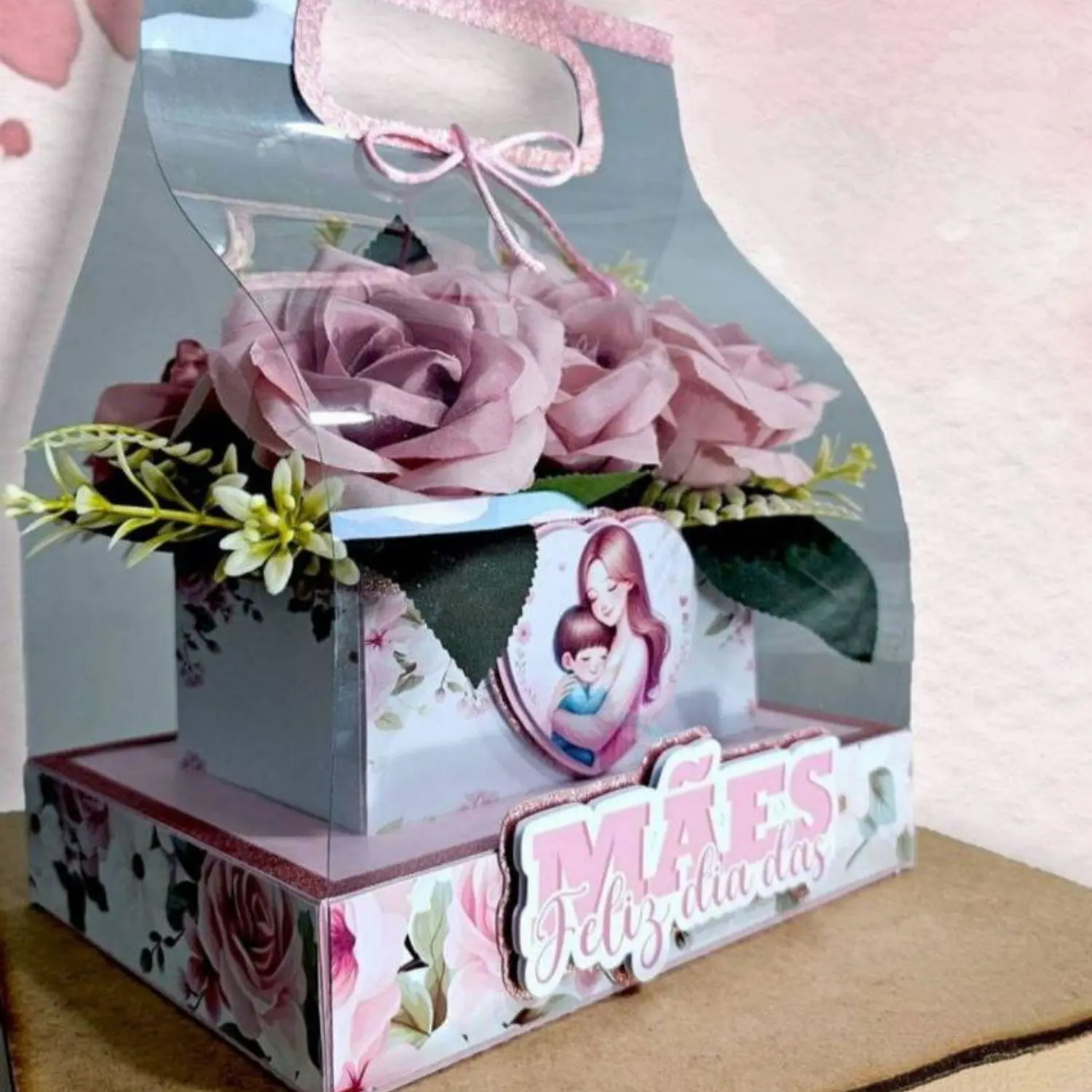 Arquivo Caixa Flores Acetato Com Kit Premium Mães Completo 2