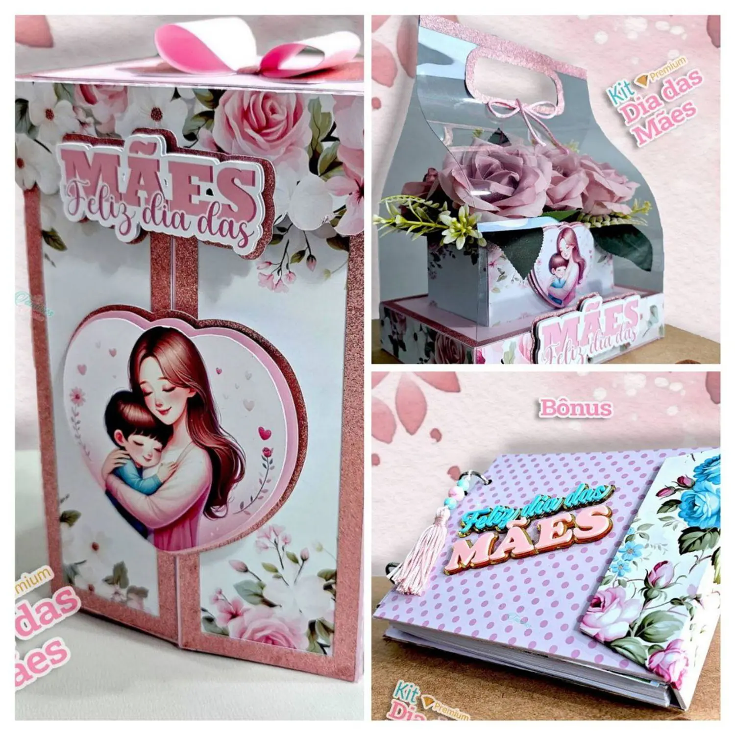 Arquivo Caixa Flores Acetato Com Kit Premium Mães Completo 4