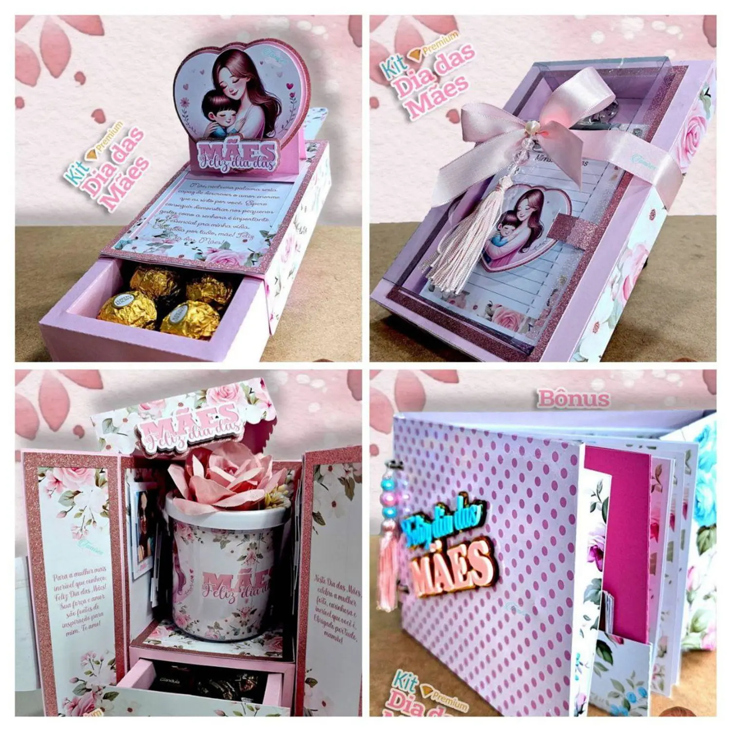 Arquivo Caixa Flores Acetato Com Kit Premium Mães Completo 3