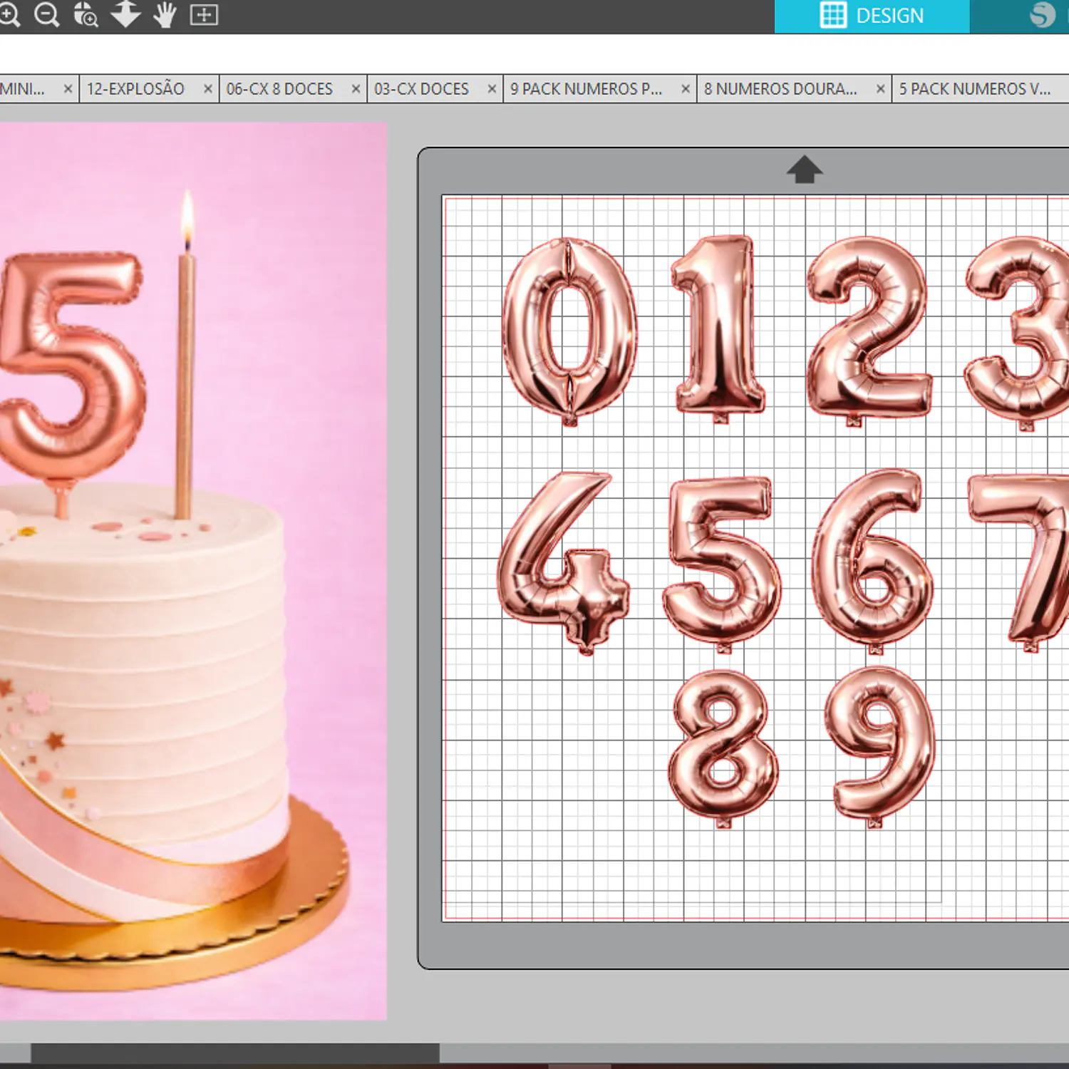 Arquivo Numeros Para Topo Balão Metalizado Rosa Gold
