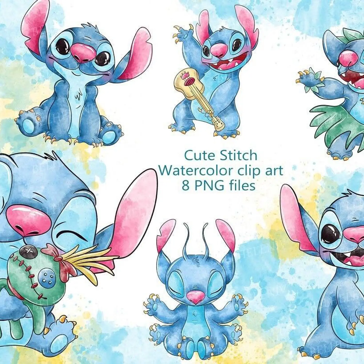 Clipart Kit Digital Stitch Aquarela