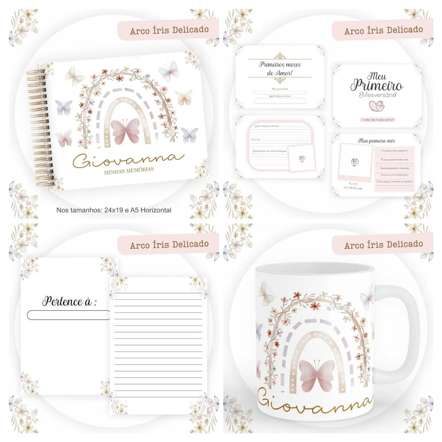 Encadernação Kit Caderneta Arco Íris Delicado 3