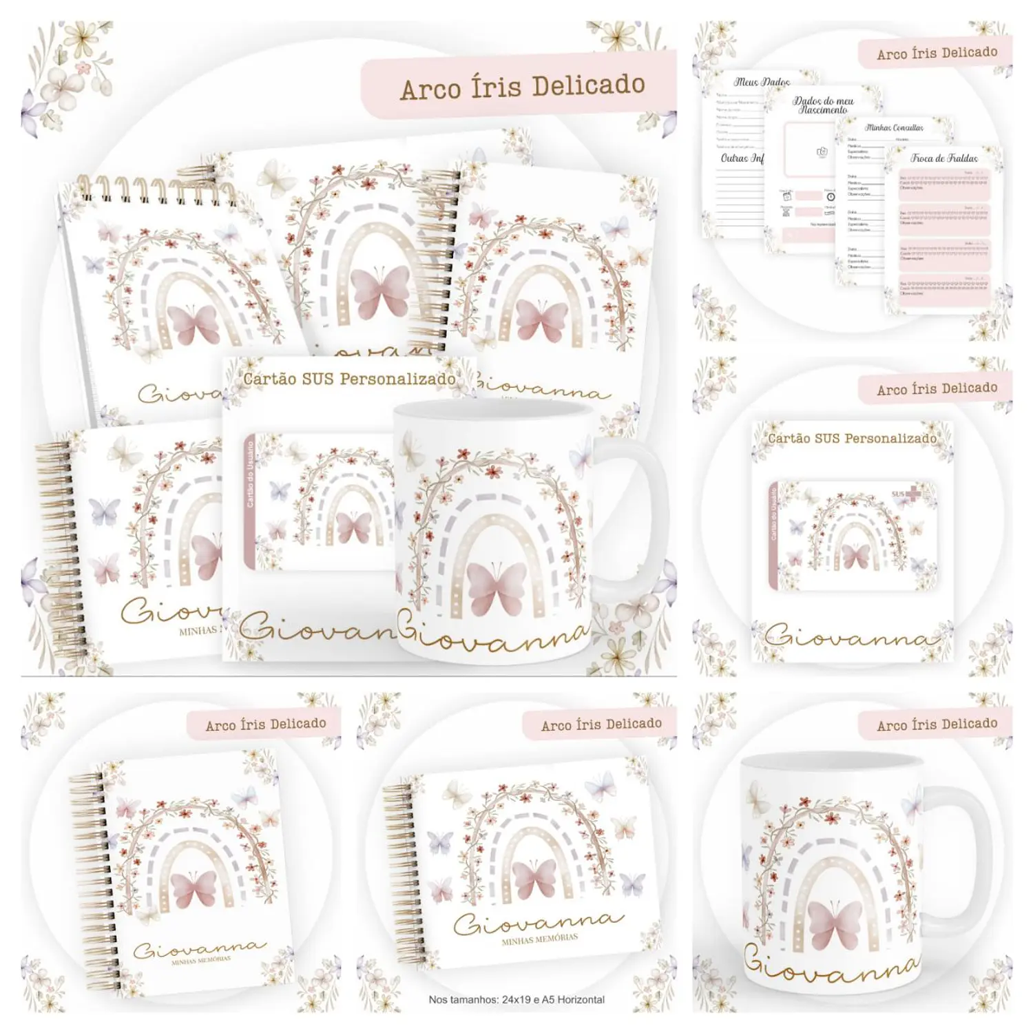 Encadernação Kit Caderneta Arco Íris Delicado 6