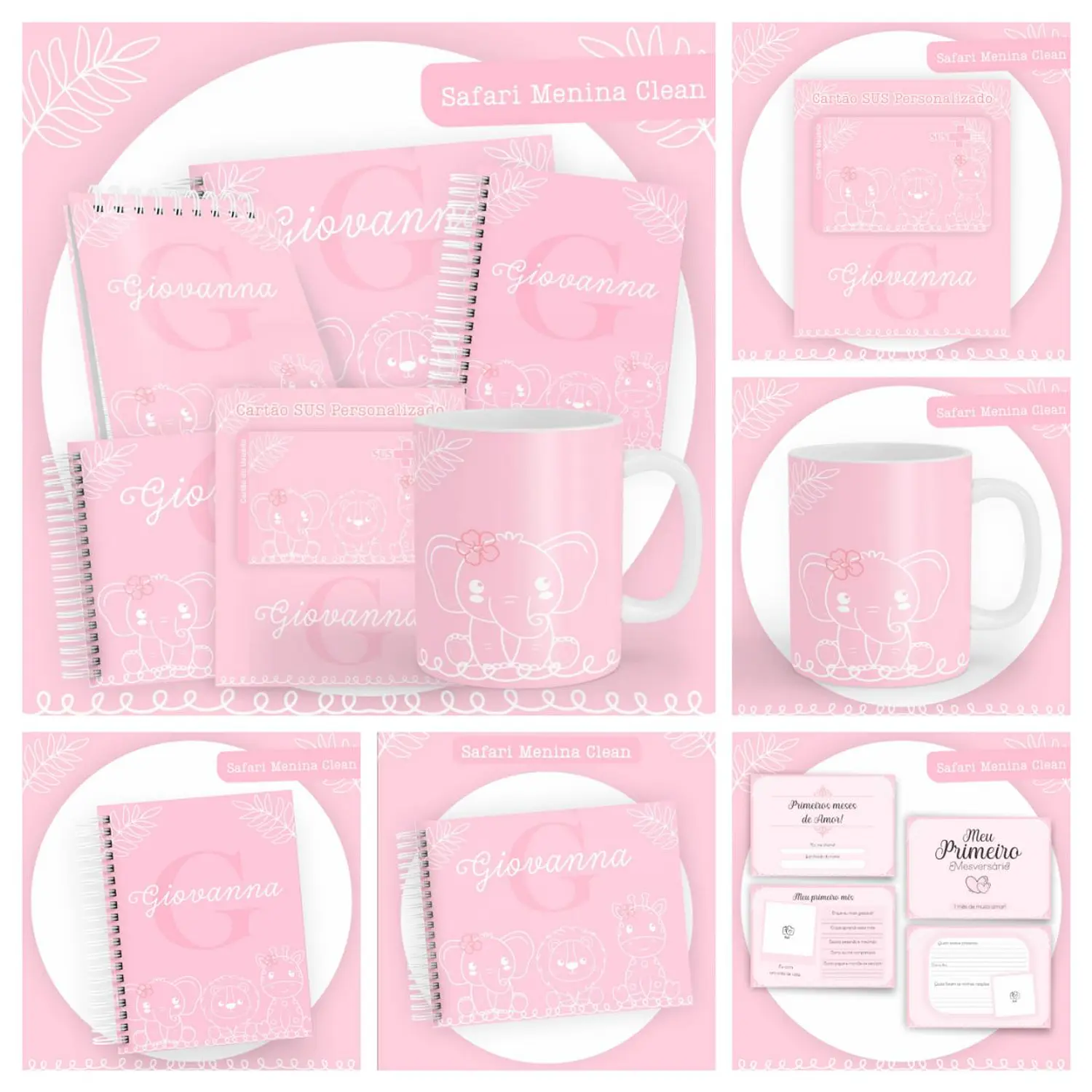 Encadernação Kit Caderneta Safari Menina Clean 1