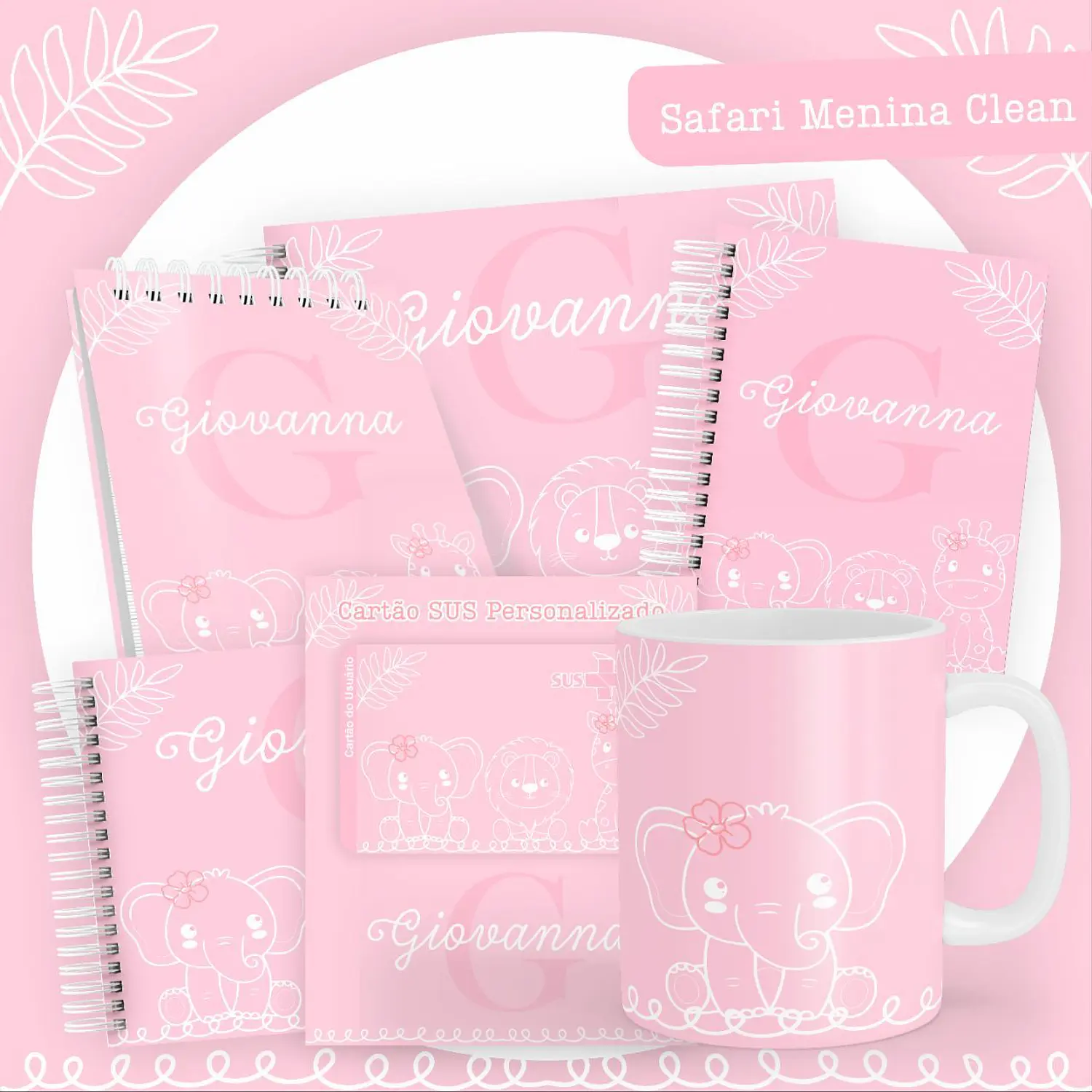 Encadernação Kit Caderneta Safari Menina Clean 5