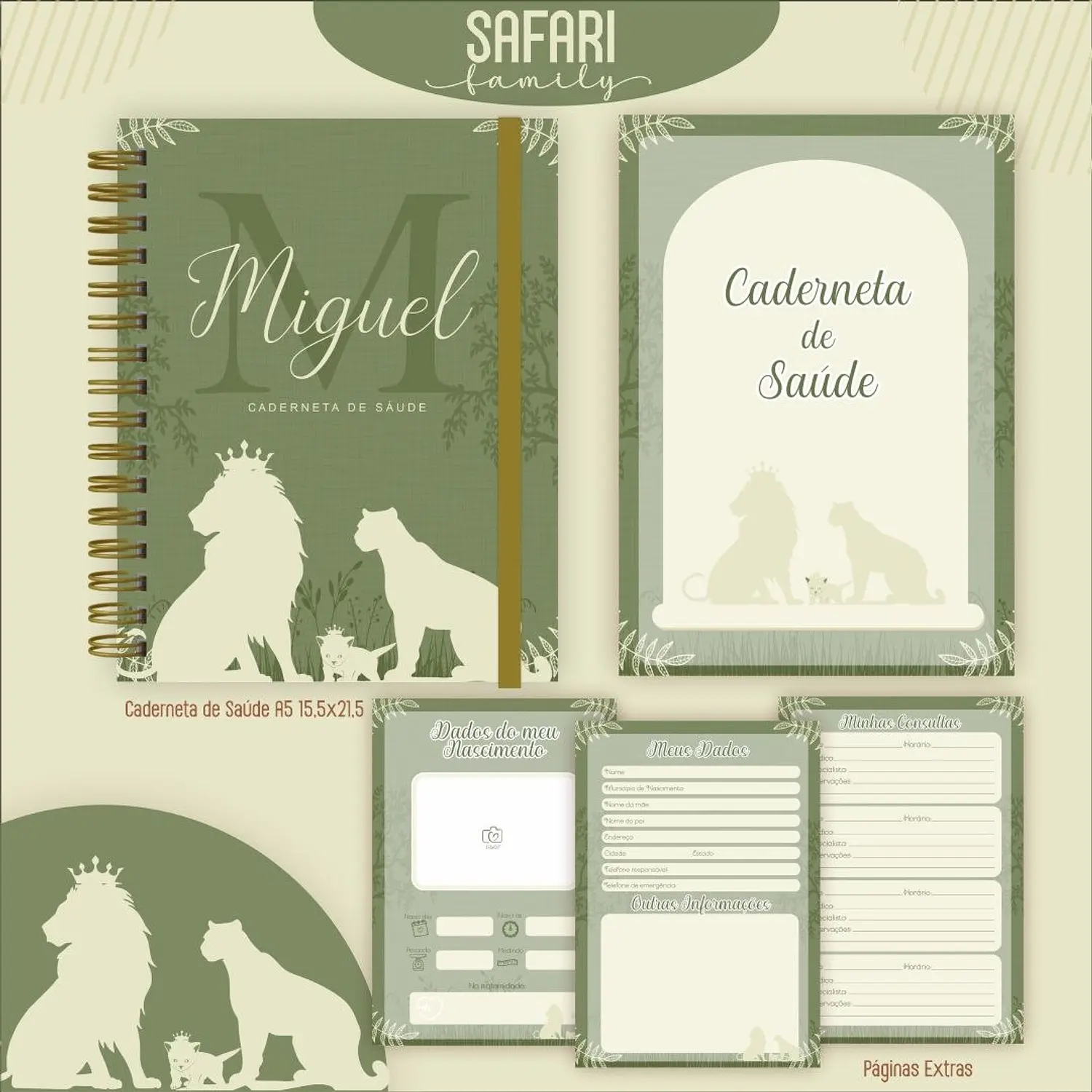Encadernação Kit Caderneta Safari Family 3
