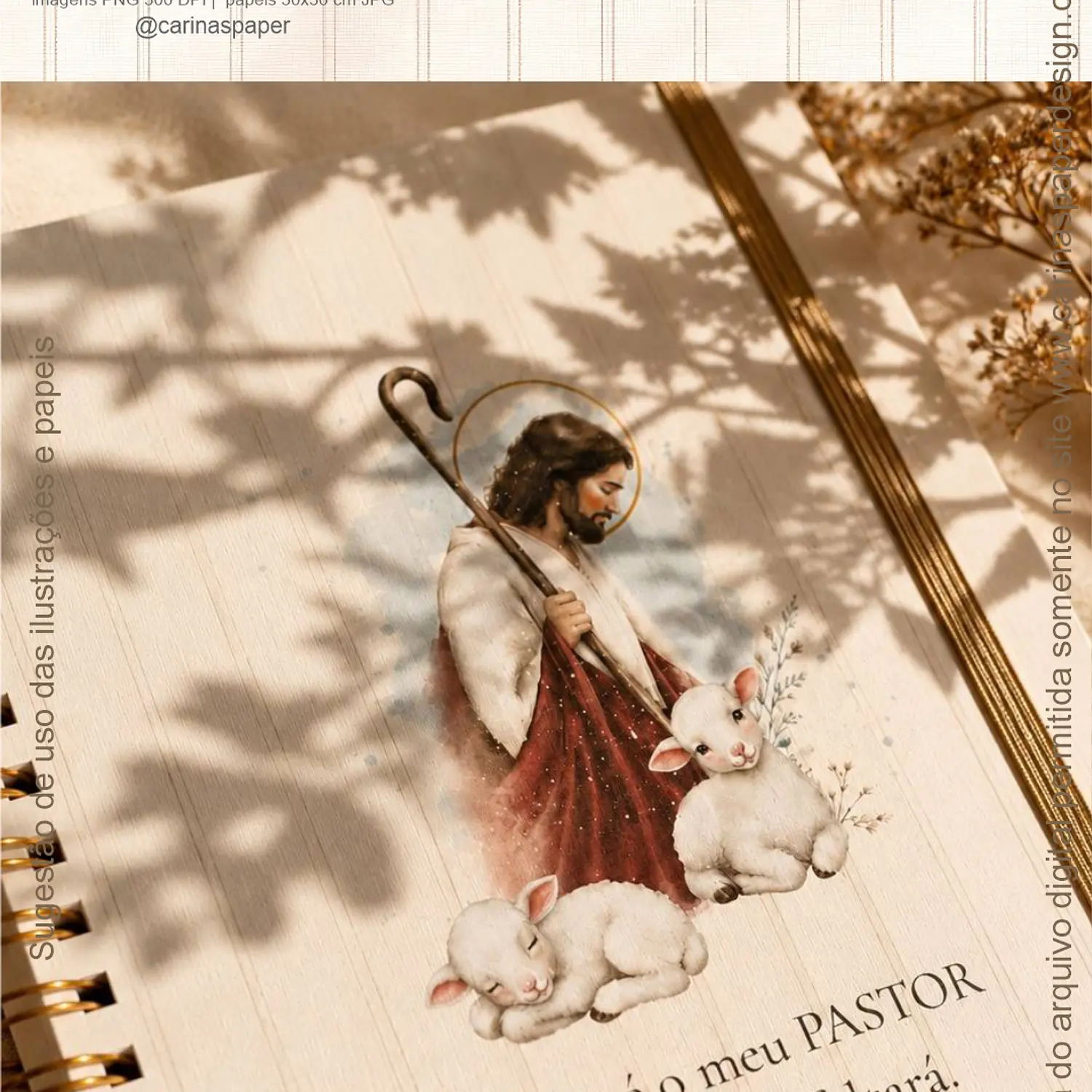 Kit Digital O Bom Pastor Aquarela - Carinaspaper 7