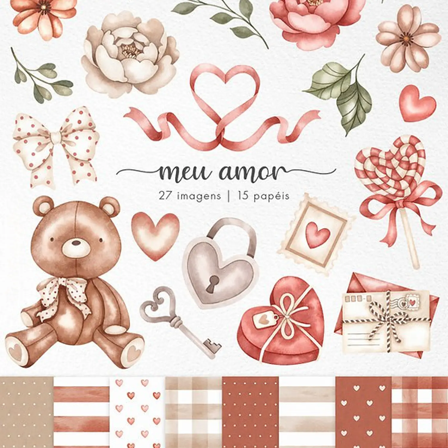 Kit Digital Meu Amor Aquarela - Ni Studio