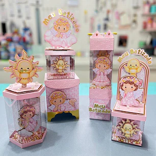 Arquivo Kit Vitrine Shaker Batizado Rosa