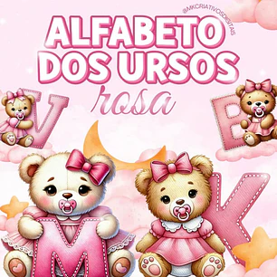 Kit Digital Alfabeto Das Ursinhas Rosa
