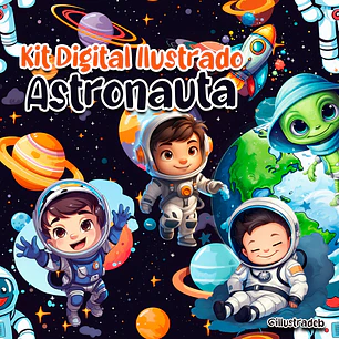 Kit Digital Astronauta Ilustrado - PNG - Ilustrabed