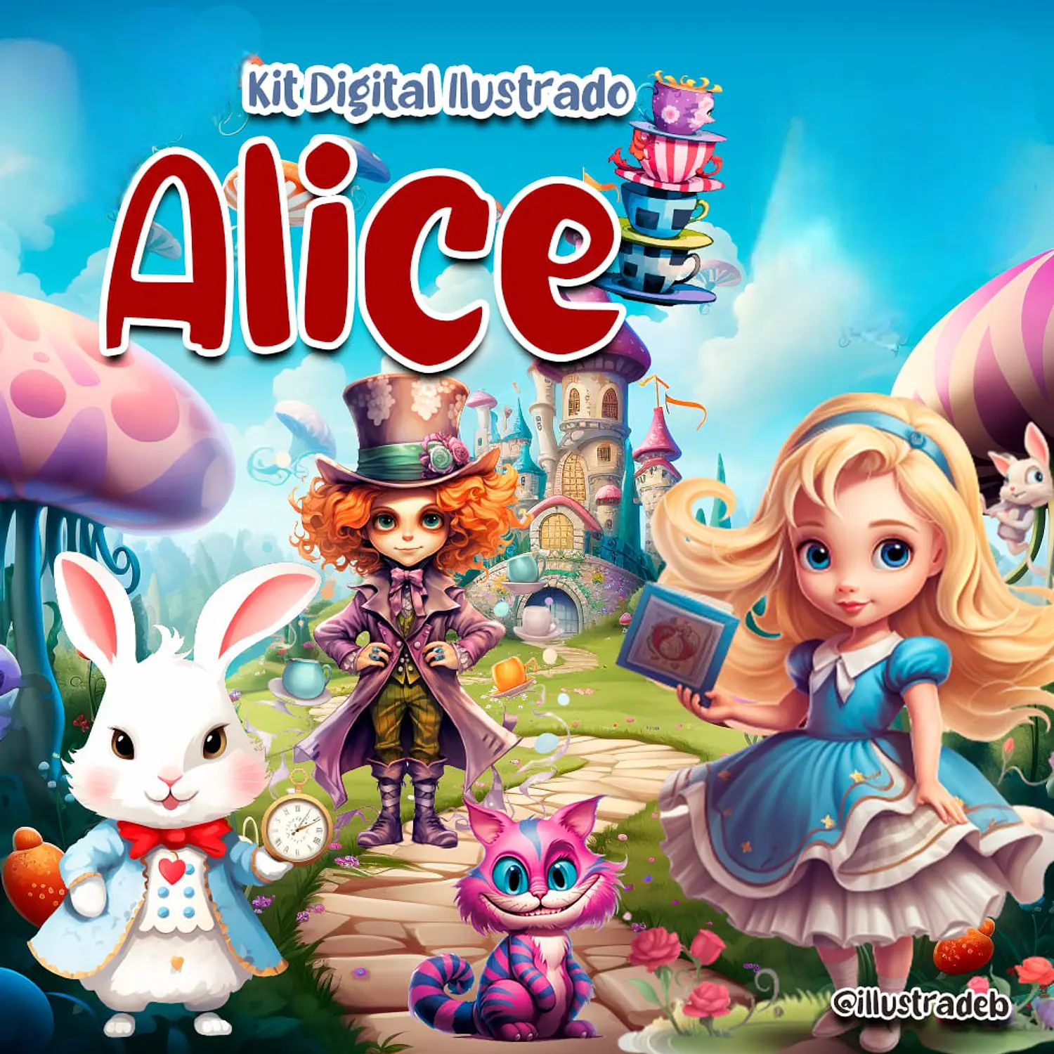 Kit Digital Alice No Pais Das Maravilhas - Png - Ilustrabed