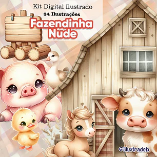 Kit Digital Fazendinha Nude - ilustrabed