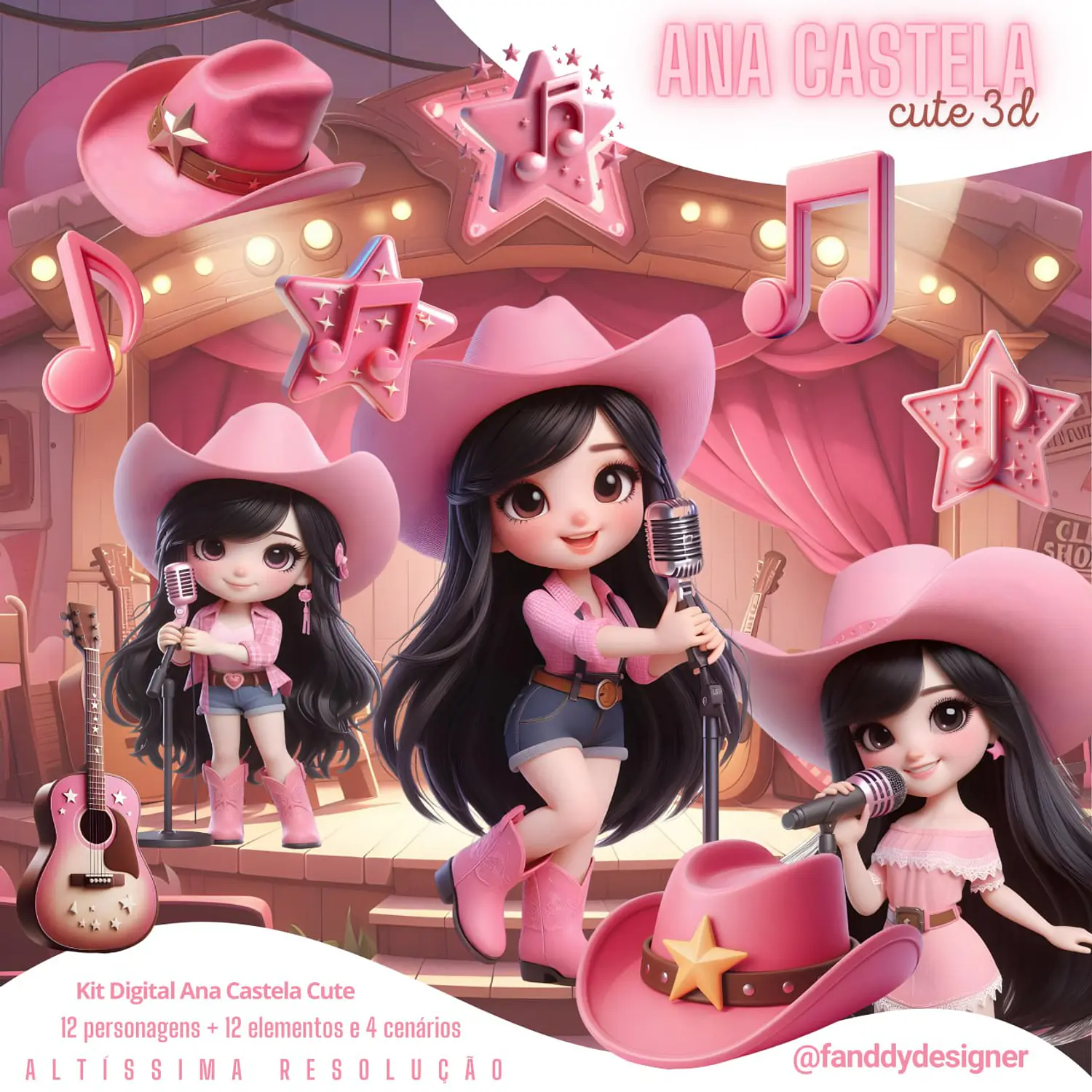 Kit Digital Ana Castela Cute - Fanddy designer
