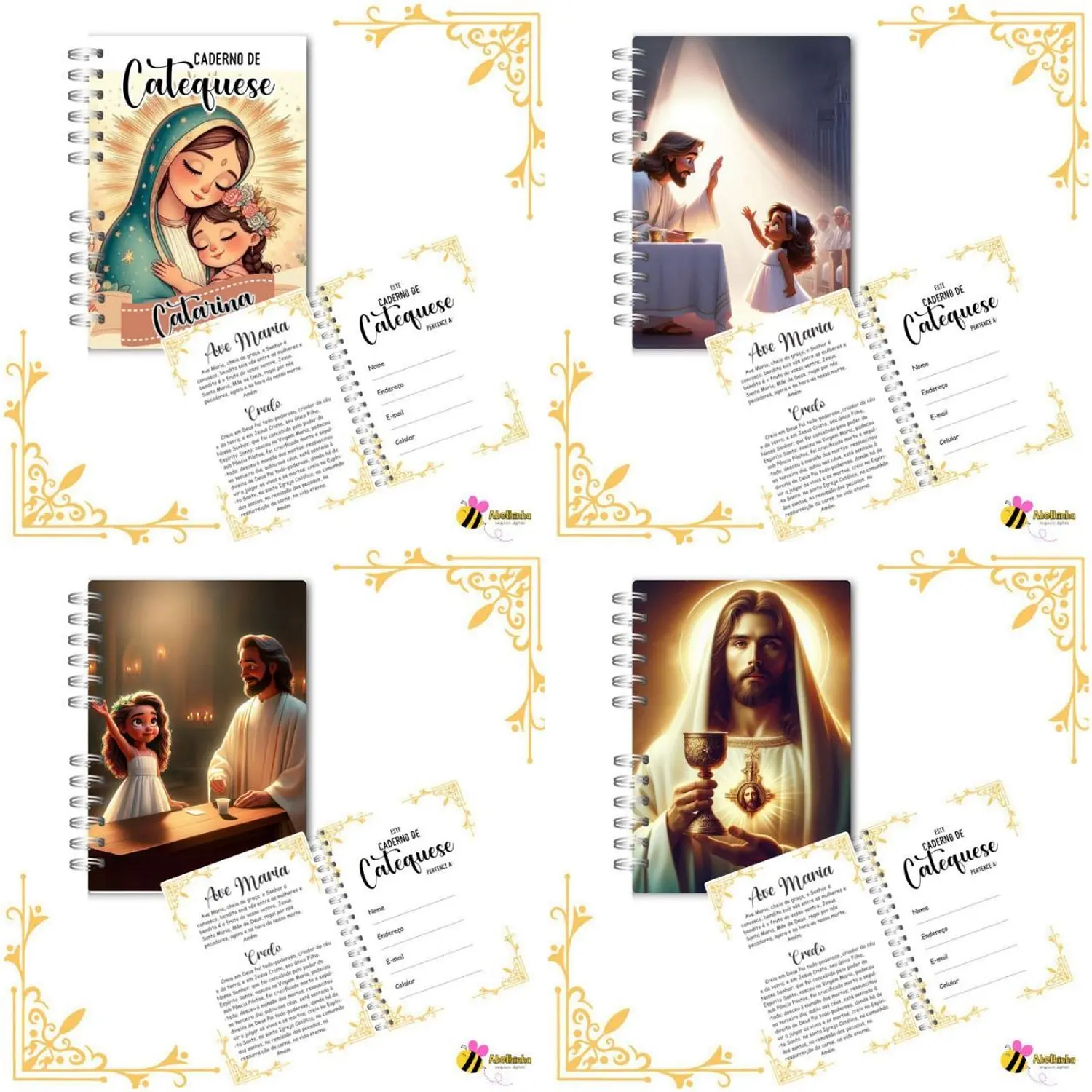 Encadernação Caderno Catequese - Abelhinha 5