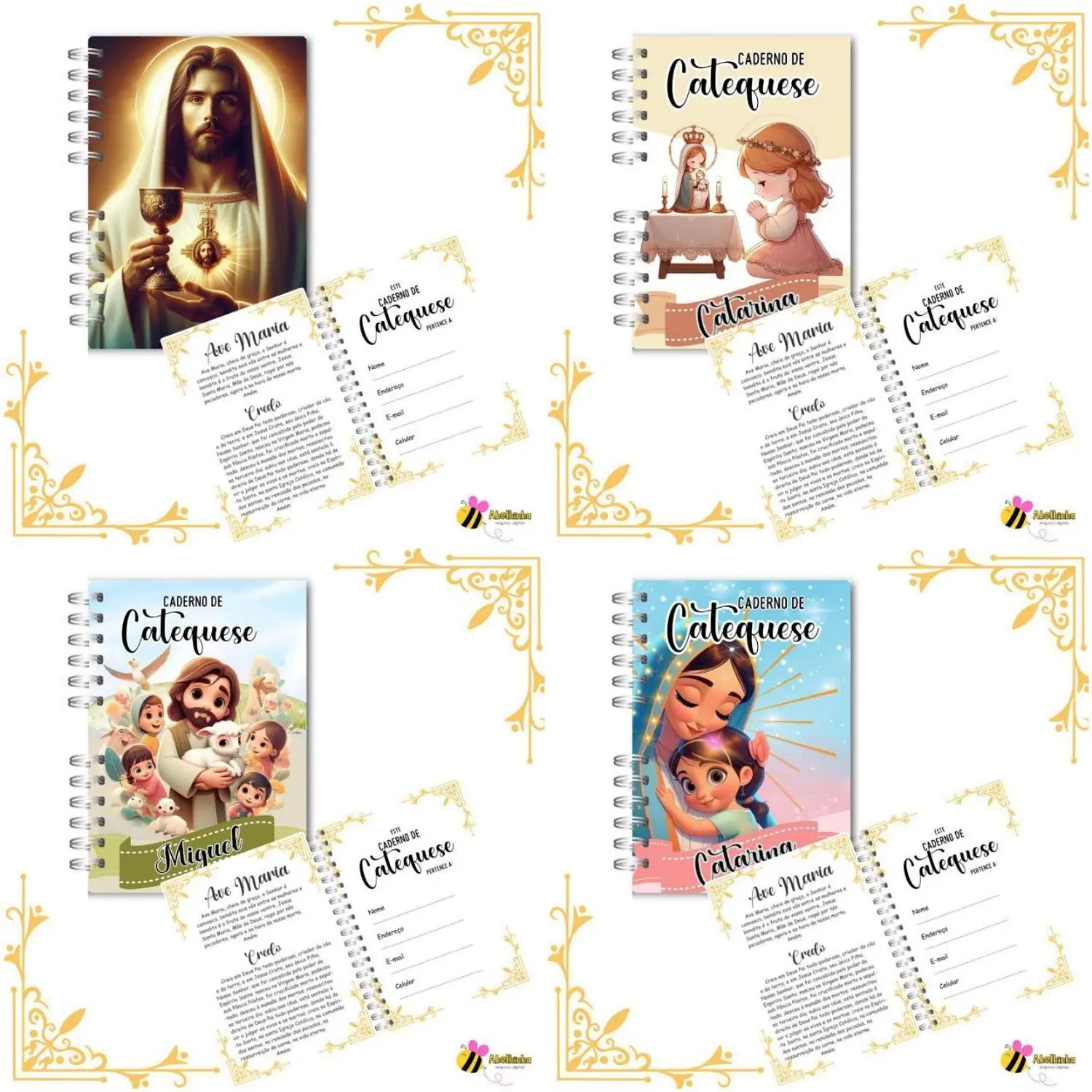 Encadernação Caderno Catequese - Abelhinha 6