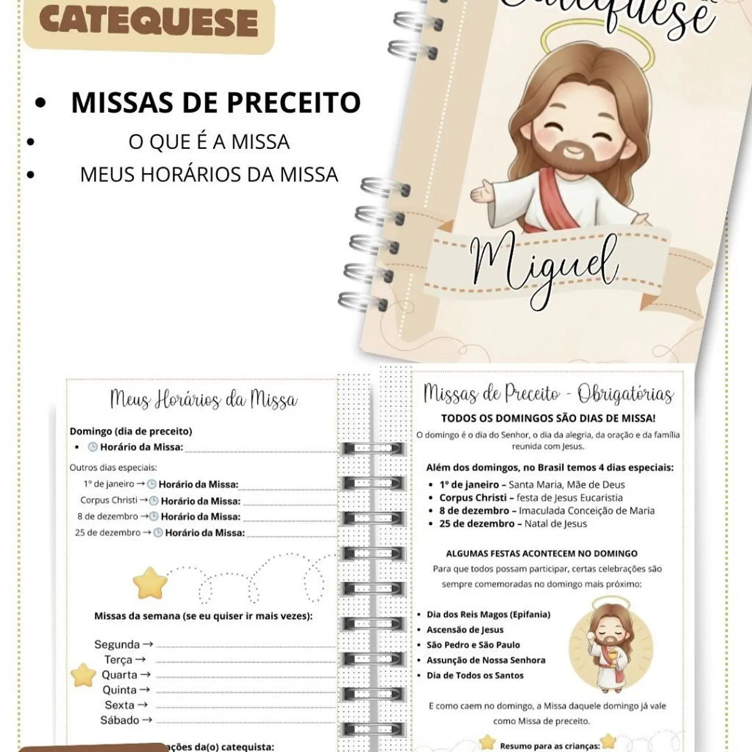 Encadernação Caderno Catequese 15 Capas Variadas - Abelhinha 5