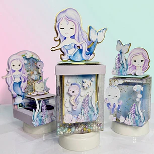 Arquivo Trio De Caixas Vitrine Acetato De Luxo Sereia - Pdf e Studio