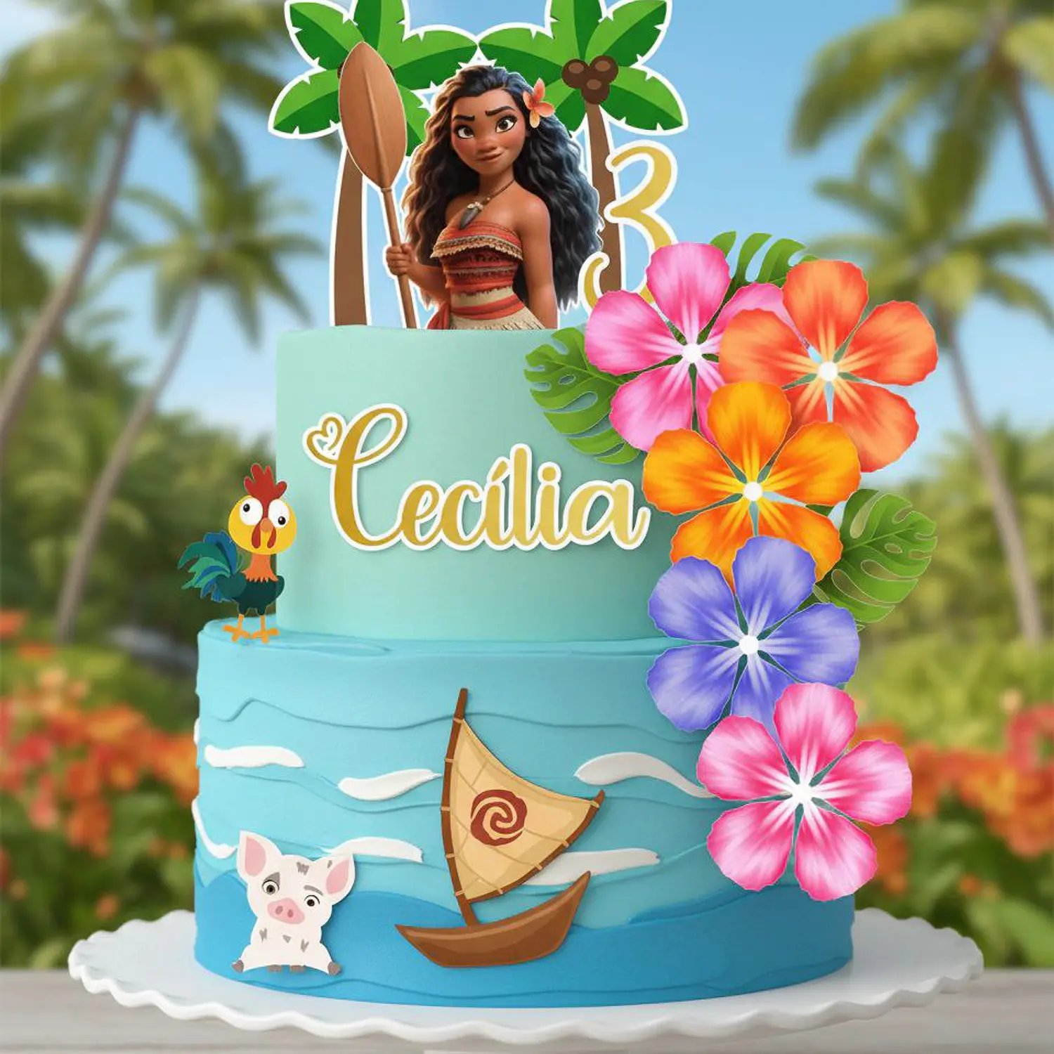 Arquivo Topo Moana Com Flores Realistas Cores Vibrantes 1