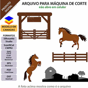Arquivo Topo Cavalos Fazenda Em Camadas - Pdf e Studio - Topo e corte