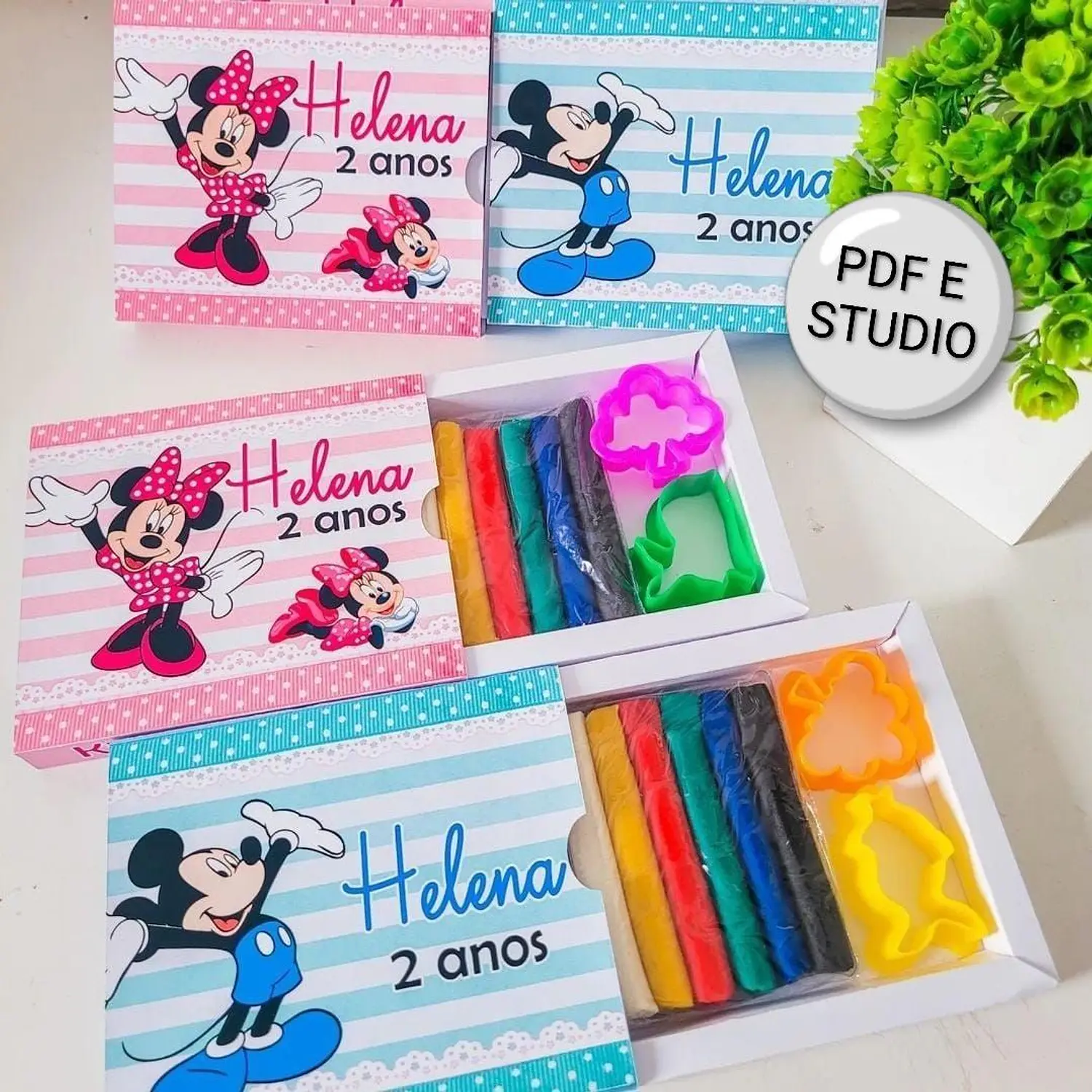 Arquivo Caixa Kit Massinha Mickey e Minnie - Pdf e Studio