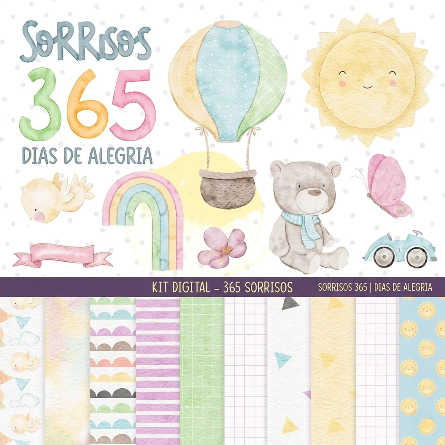 Kit Digital 365 Sorrisos Aquarela- Mega Kit 1
