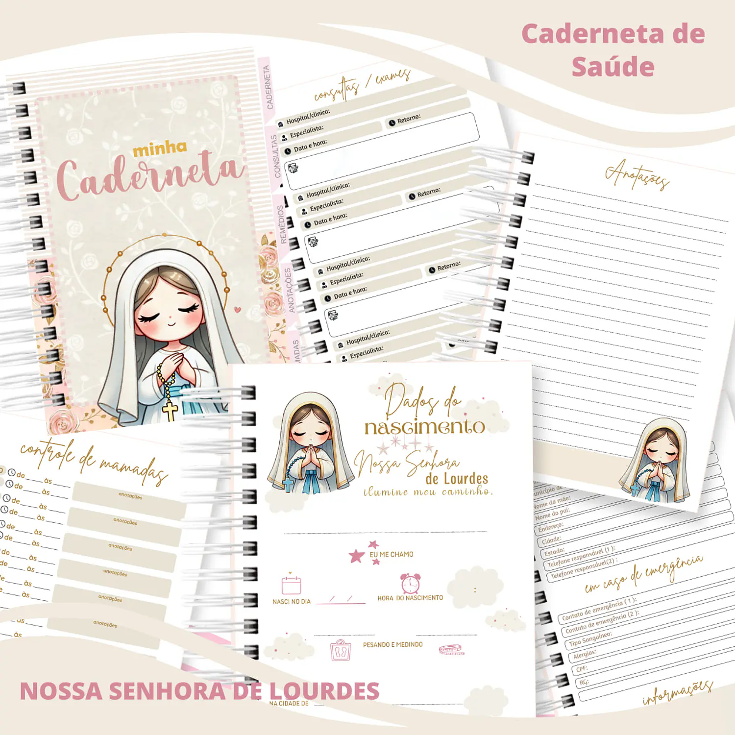 Encadernação Caderneta de Saúde Nossa Senhora De Lourdes 2
