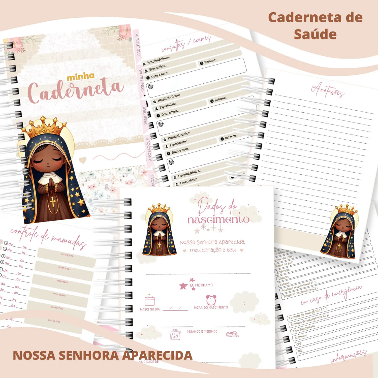 Encadernação Caderneta de Saúde Nossa Senhora Aparecida 2
