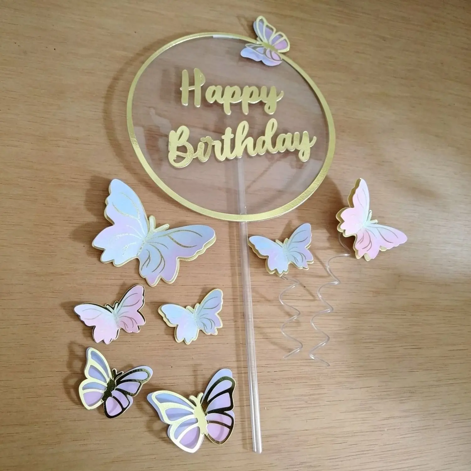 Arquivo Topo Happy Birthday Borboletas - Circular E Quadrado - Studio 1