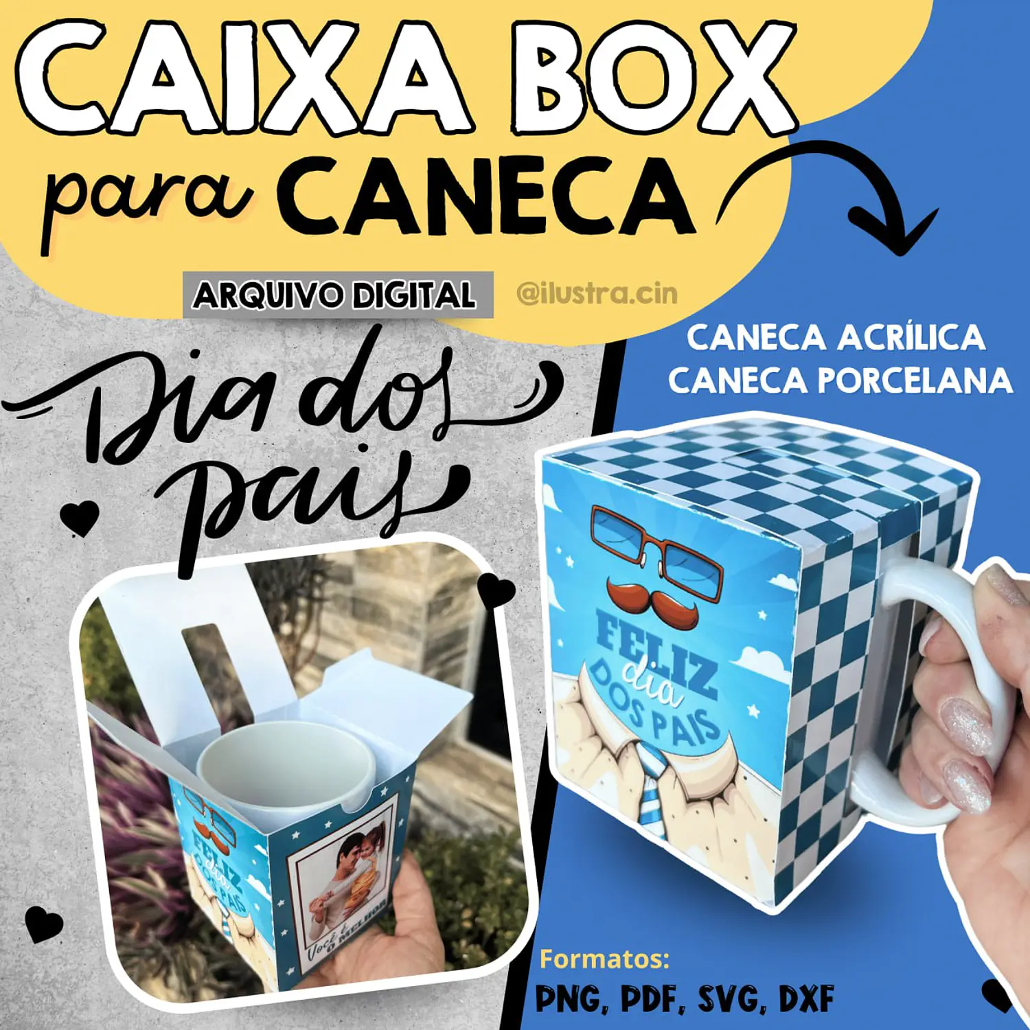 Arquivo Caixa Box Para Caneca Dia Dos Pais - Pdf e Studio 1