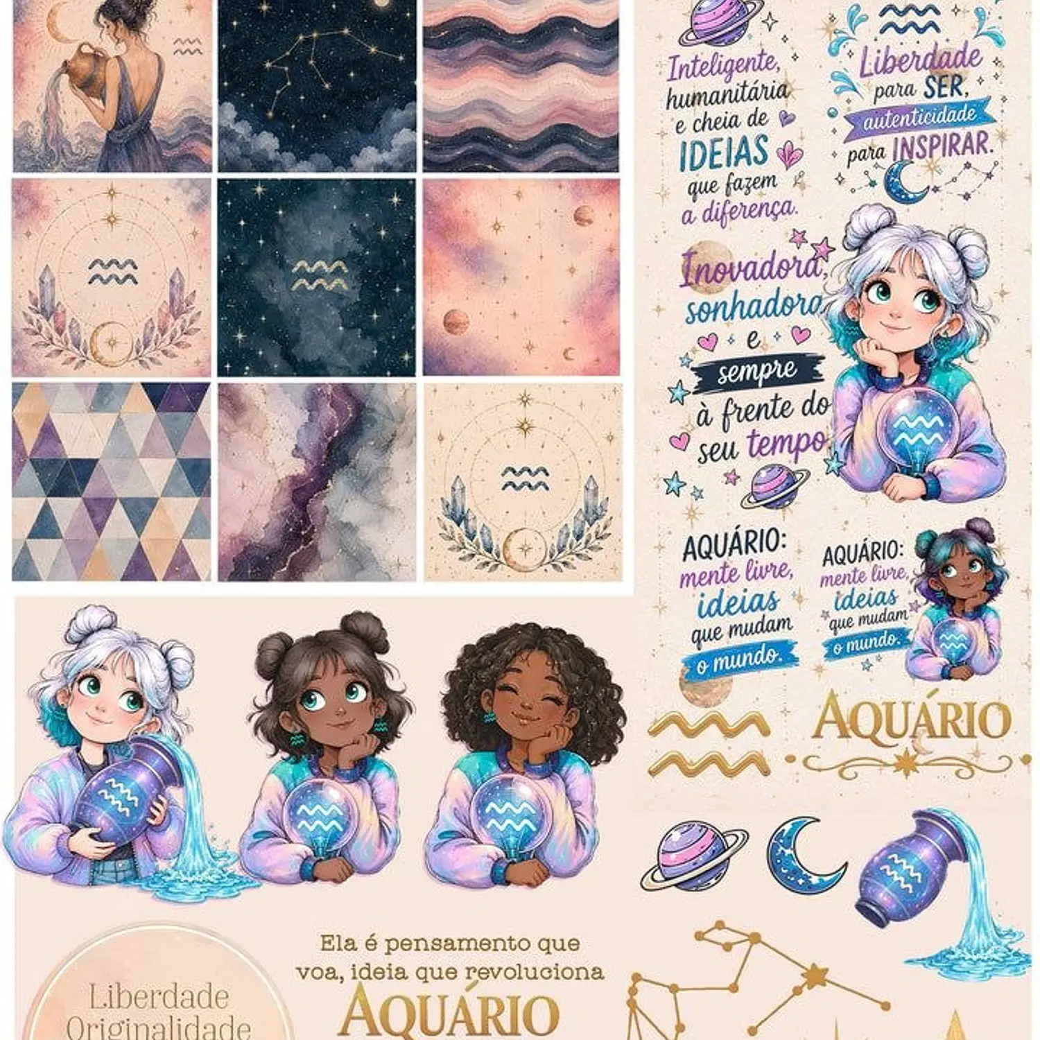 Kit Digital Signos Zodíacos - Combo Ilustrações - Tita 13