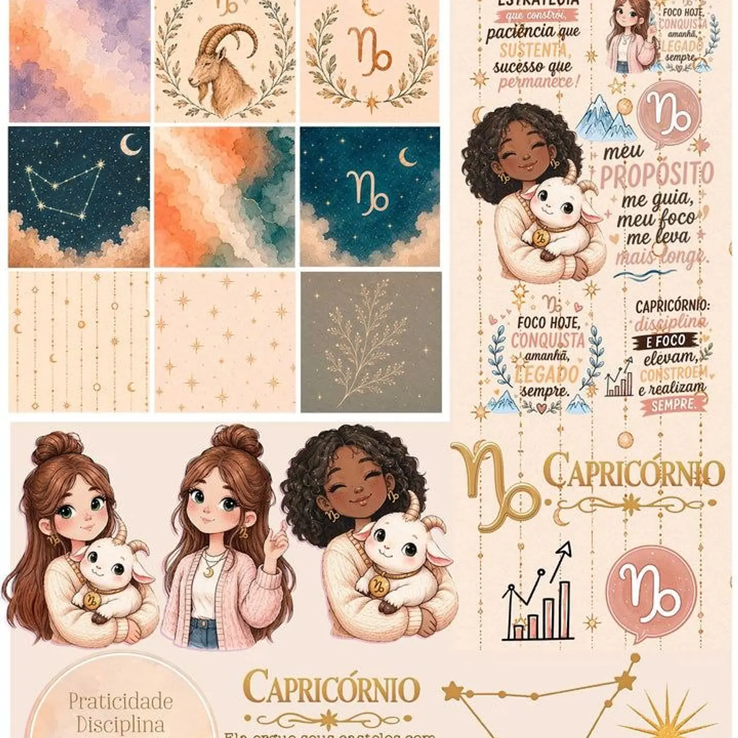 Kit Digital Signos Zodíacos - Combo Ilustrações - Tita 7