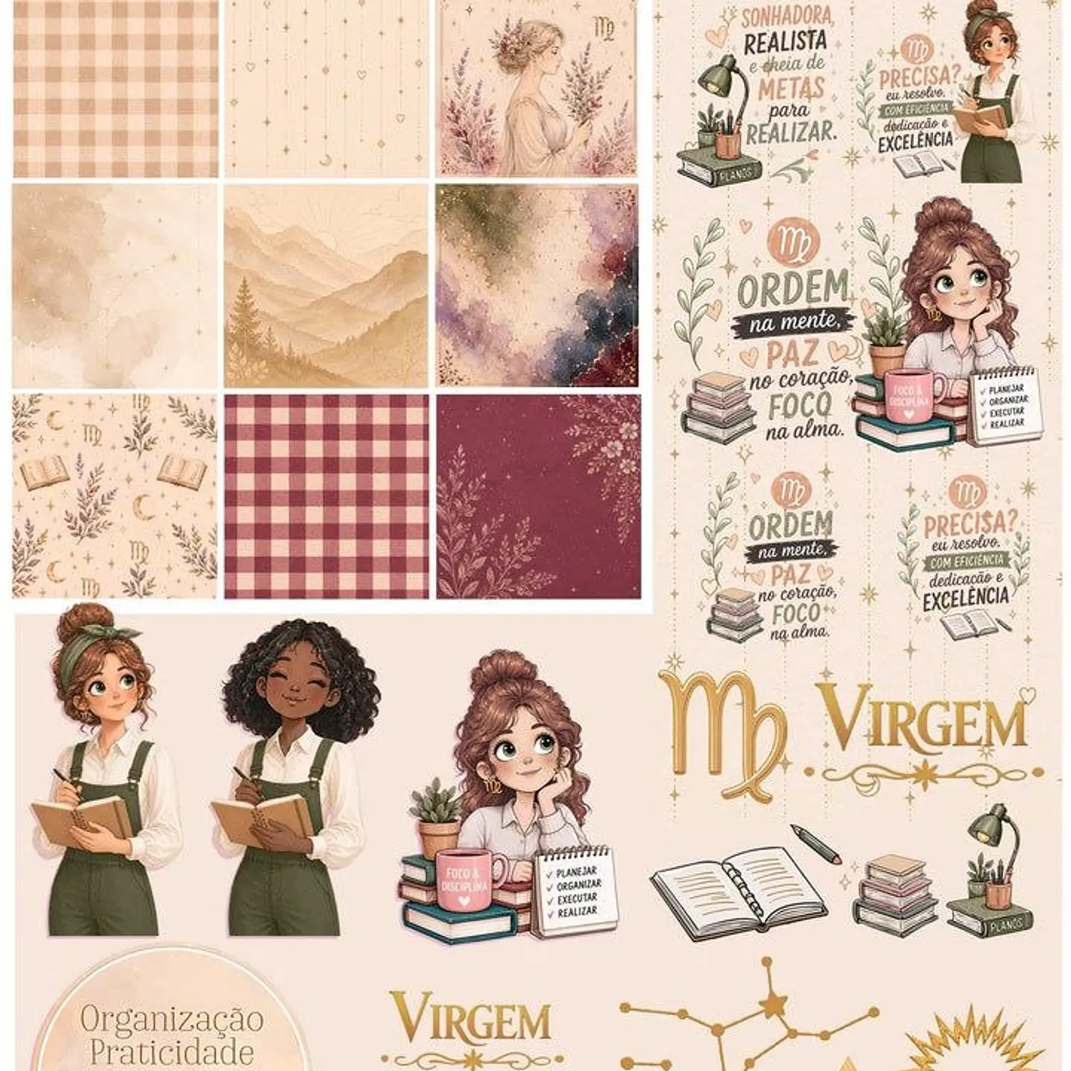 Kit Digital Signos Zodíacos - Combo Ilustrações - Tita 10