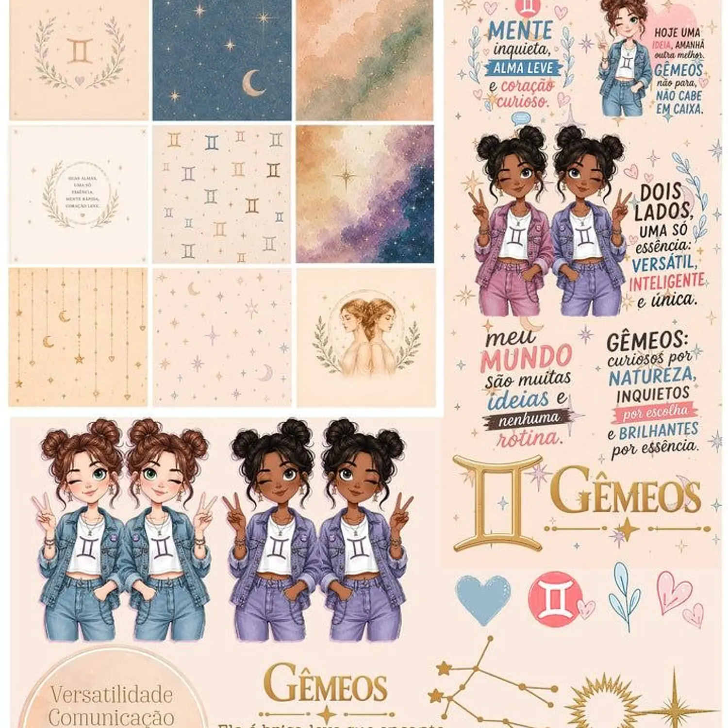 Kit Digital Signos Zodíacos - Combo Ilustrações - Tita 11