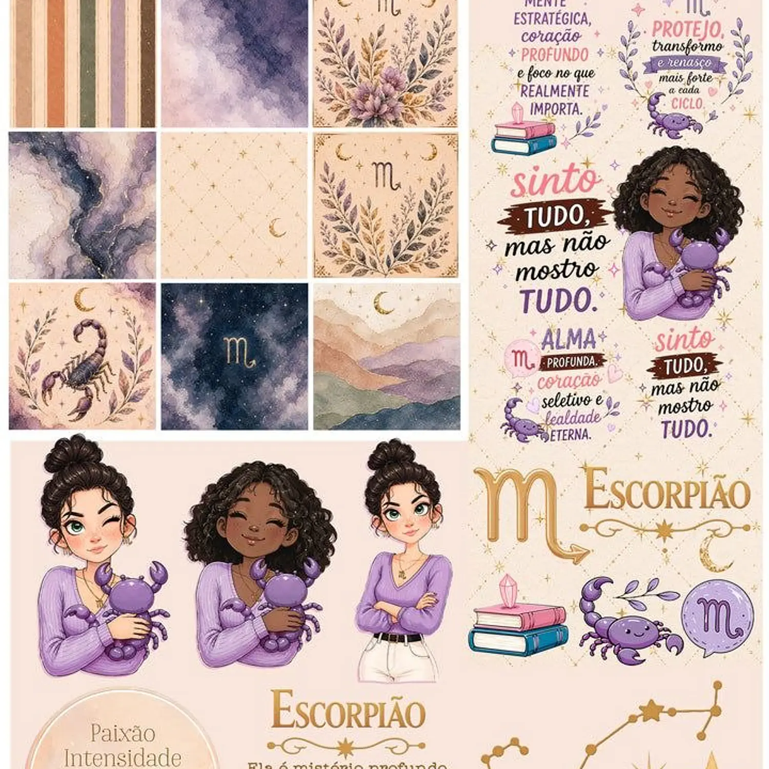 Kit Digital Signos Zodíacos - Combo Ilustrações - Tita 8