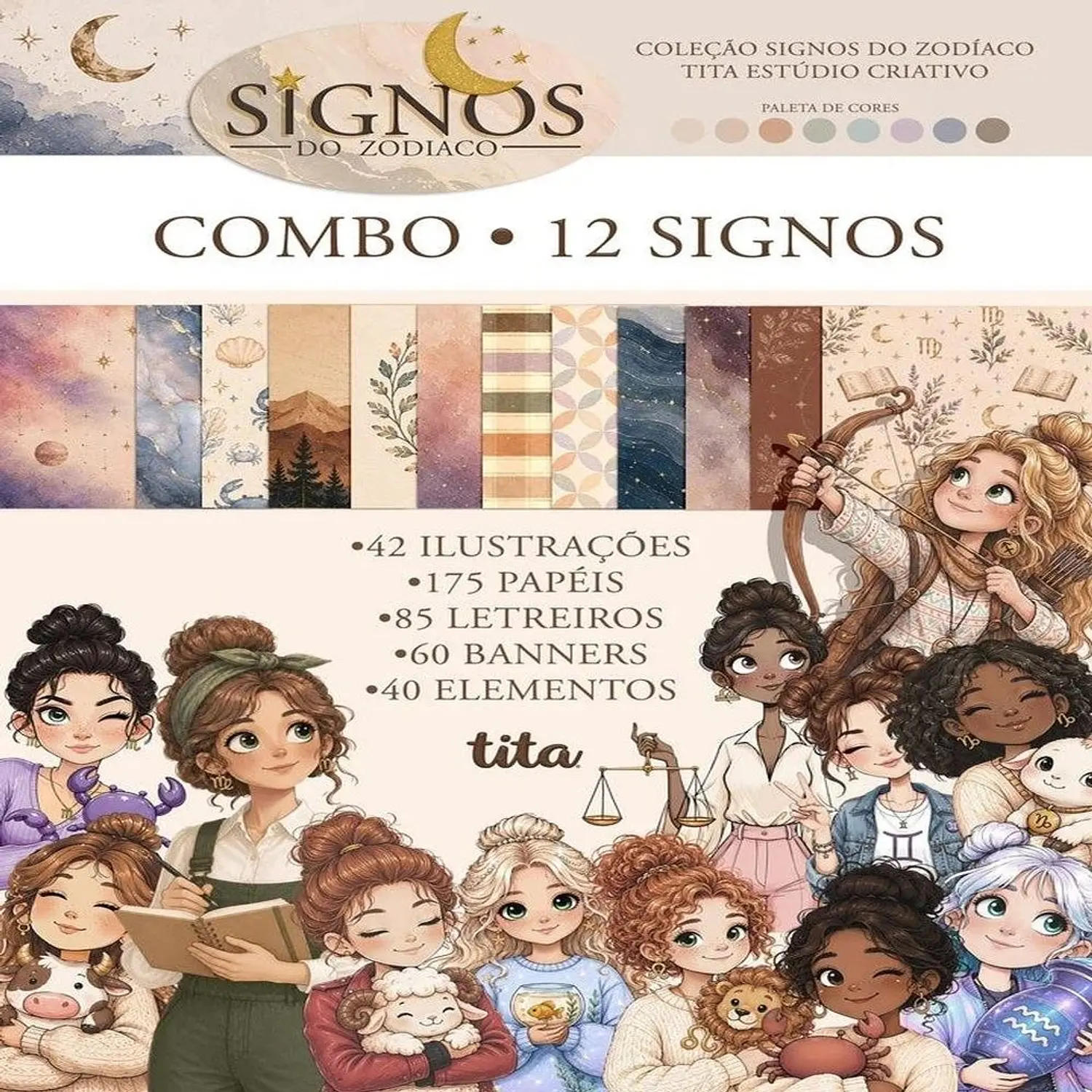 Kit Digital Signos Zodíacos - Combo Ilustrações - Tita 1