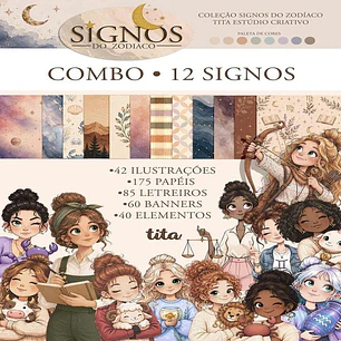 Kit Digital Signos Zodíacos - Combo Ilustrações - Tita