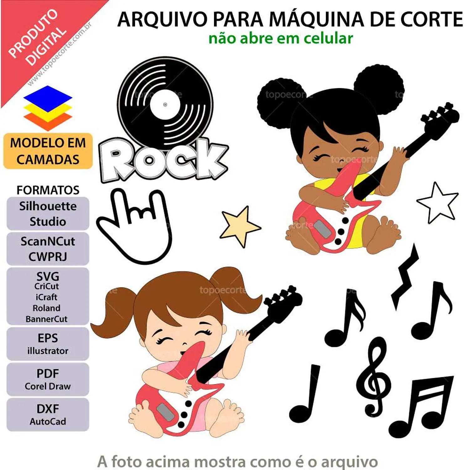 Arquivo Topo Bebê Rick Menina Em Camadas - Pdf e Studio - Topo e Corte