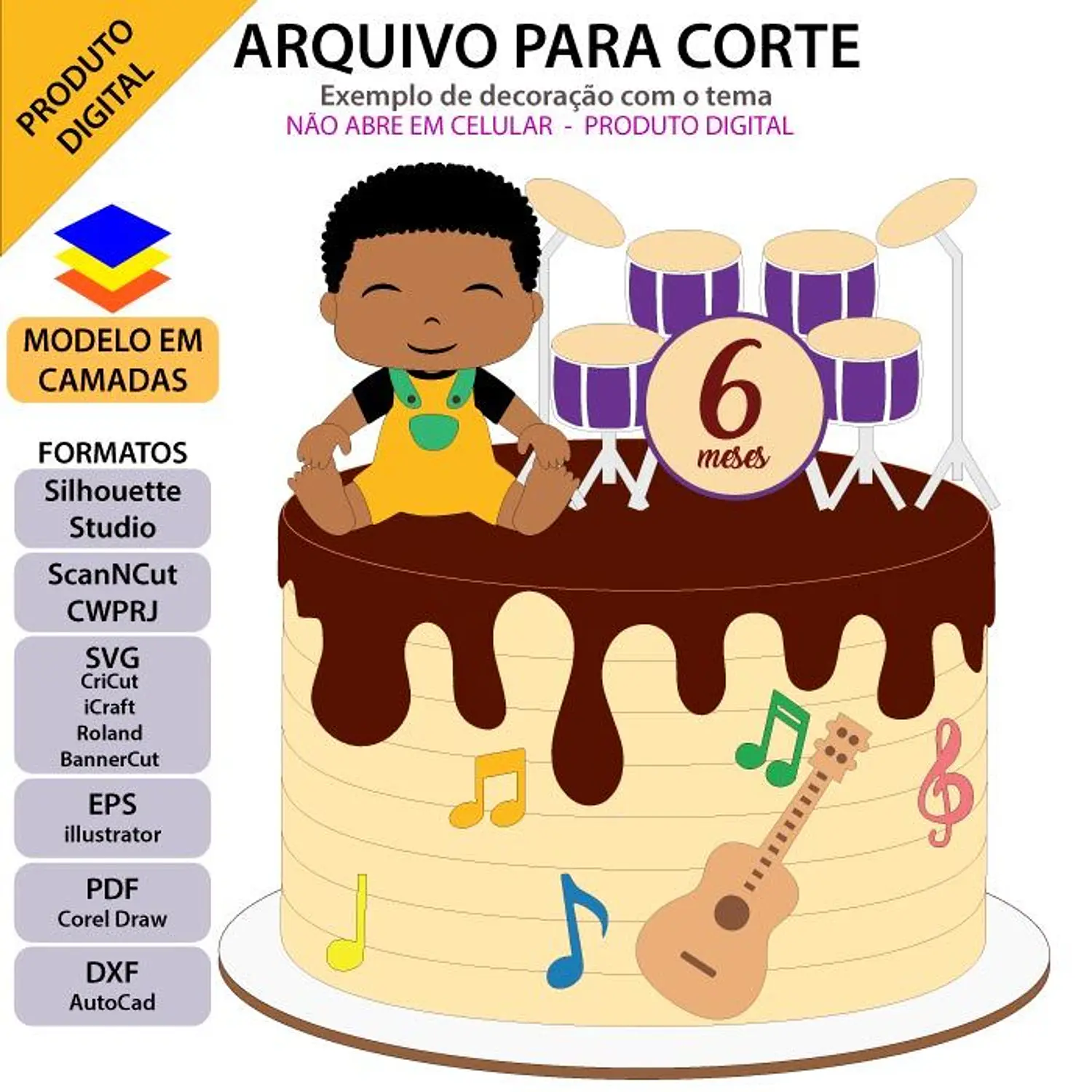 Arquivo Topo Bebê Instrumentos Em Camadas - Pdf e Studio - Topo e Corte