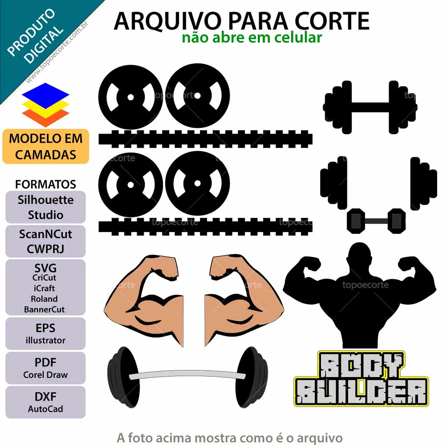Arquivo Topo Musculação Em Camadas - Pdf e Studio - Topo e Corte