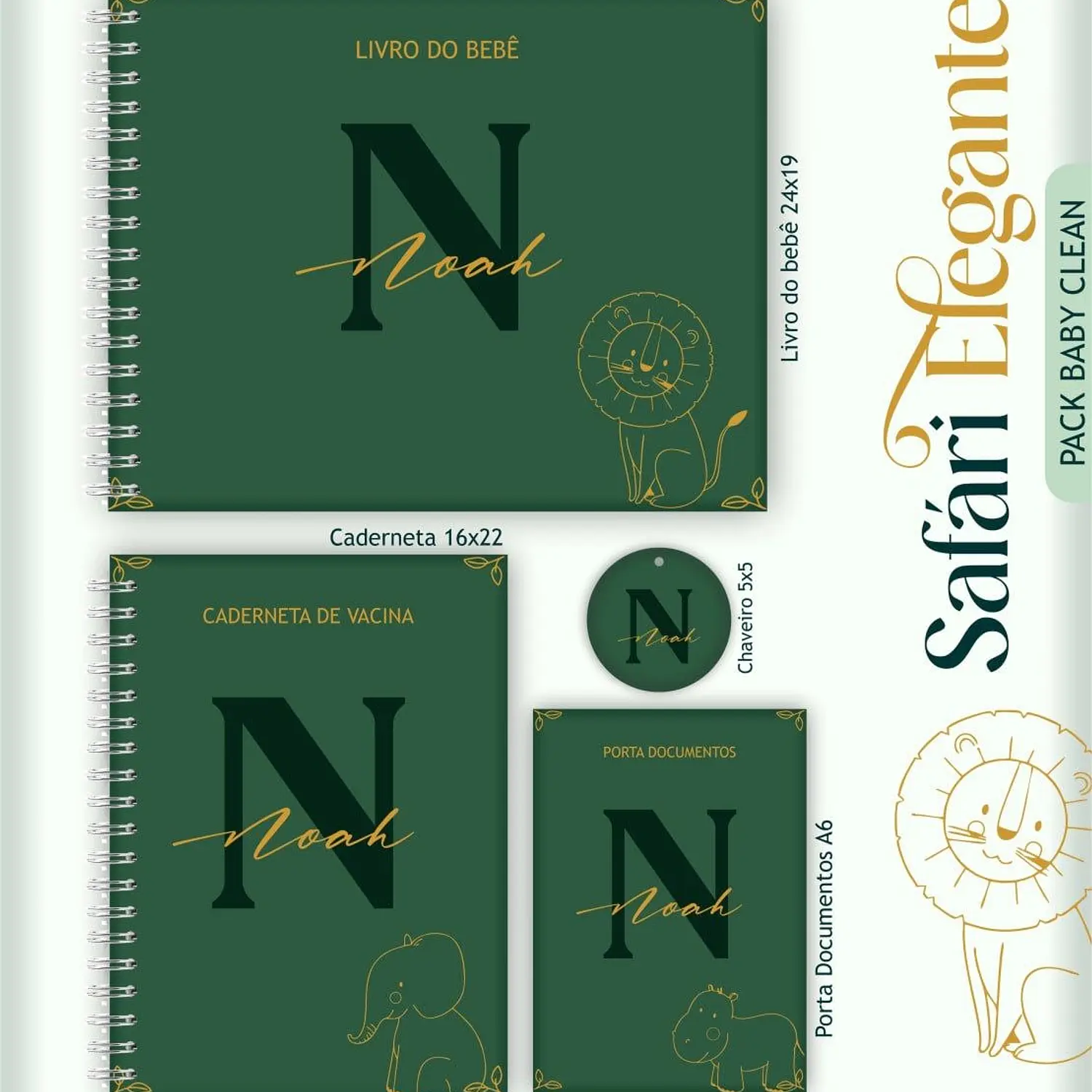 Encadernação Kit Caderneta Safari Verde Elegante 4